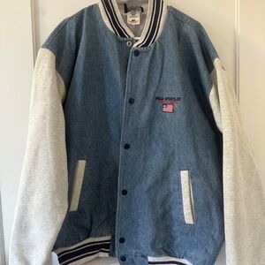 VINTAGE RALPH LAUREN denim cotton letterman jacket